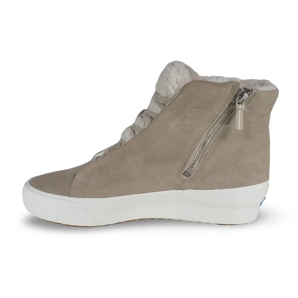 Keds Remi Mid Suede Sherpa Sneakers Womens 10 Taupe WH68101 Casual Mid Top Shoes